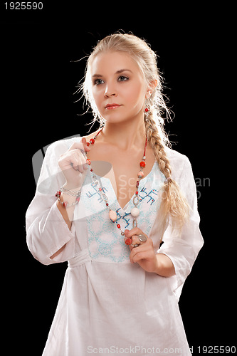 Image of Portrait of a beautiful young blonde. Isolated
