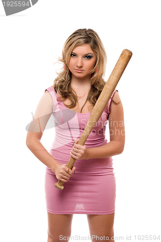 Image of young woman with a bat