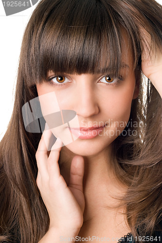 Image of pretty woman with dark hair and brown eyes