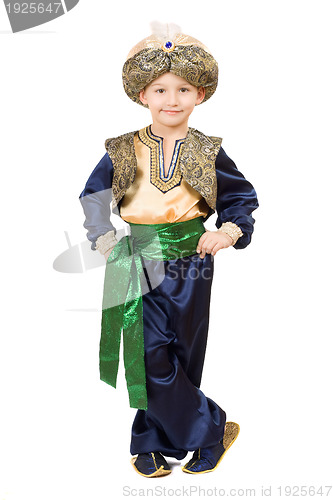 Image of Boy wearing oriental costume.  Isolated