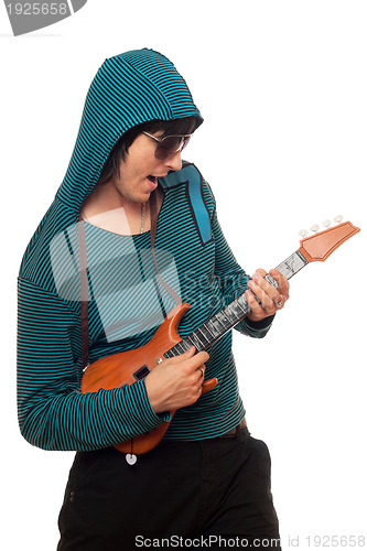 Image of Crazy young man in sunglasses