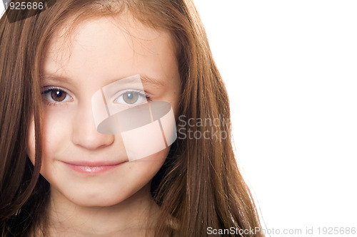 Image of Closeup portrait of pretty little girl. Isolated