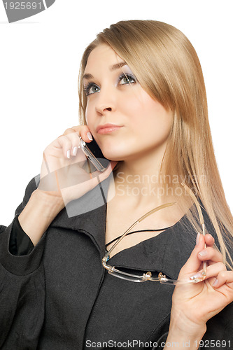 Image of Close-up portrait of thoughtful attractive young blonde