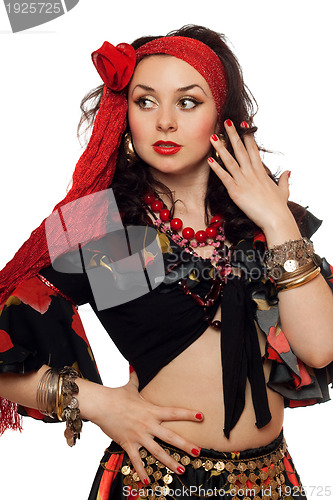 Image of beautiful gypsy woman. Isolated