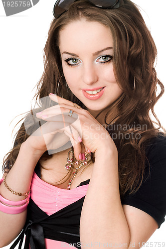 Image of Closeup portrait of pretty young woman. Isolated