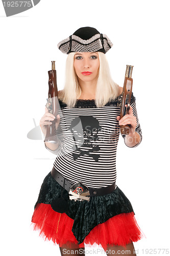 Image of Beautiful girl with guns