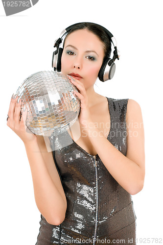 Image of Beautiful young woman in headphones