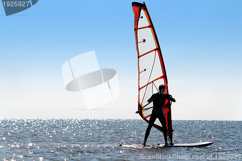 Image of Silhouette of a windsurfer