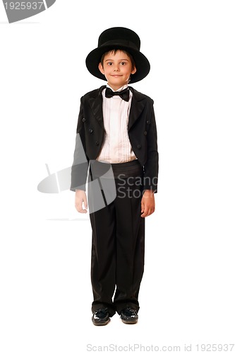 Image of little boy in a tuxedo. Isolated