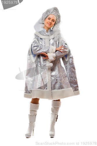 Image of Smiling Snow Maiden. Isolated