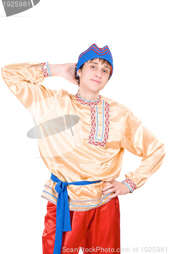 Image of man in the Russian national costume. Isolated