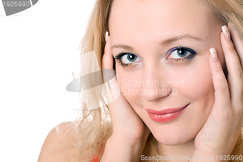 Image of joyful smiling blond woman