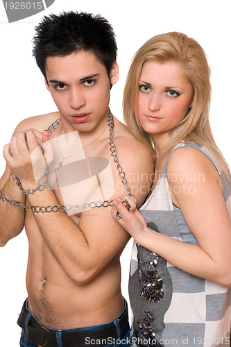 Image of Beautiful young woman and a guy