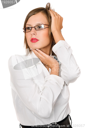 Image of Portrait of attractive young woman. Isolated