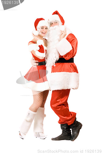 Image of Santa Claus and happy Snow Maiden