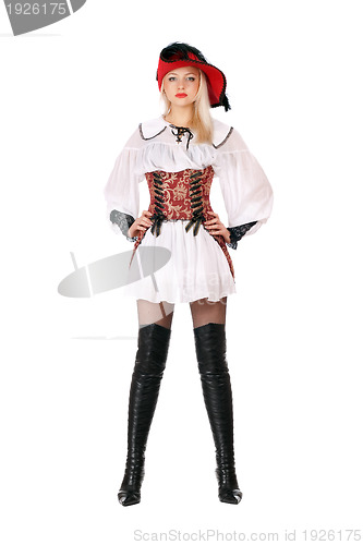 Image of attractive blonde dressed as pirates