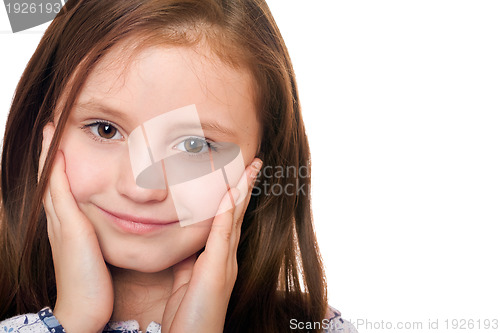 Image of Closeup portrait of charming little girl. Isolated