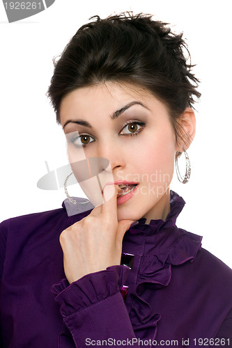 Image of Closeup portrait of playful young woman