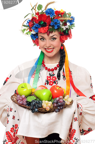 Image of Young woman in the Ukrainian national clothes