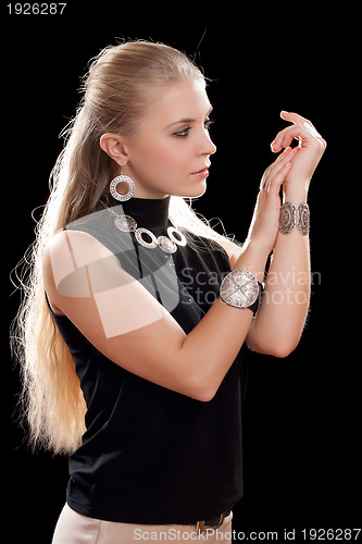 Image of Portrait of young blonde. Isolated