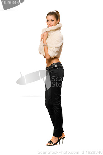 Image of Sexy girl in a fur coat
