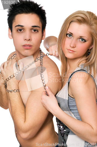 Image of Pretty young woman and a guy