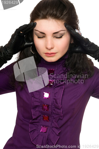 Image of Portrait of tired young woman