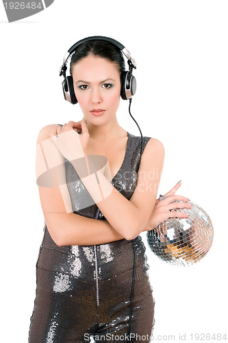 Image of Attractive young woman in headphones