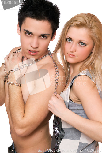 Image of Attractive young woman and a guy