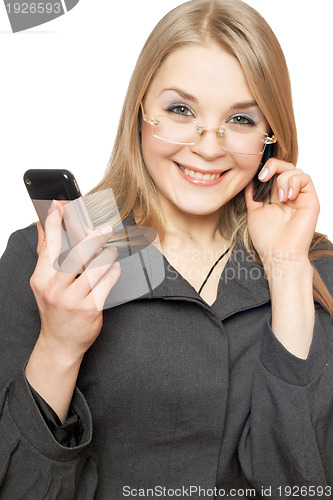 Image of Close-up portrait of cheerful blonde