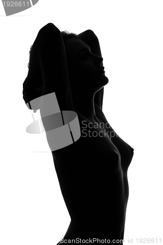 Image of Silhouette of a naked sexy young woman. Isolated