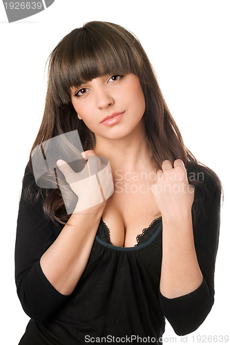 Image of hot caucasian woman in black