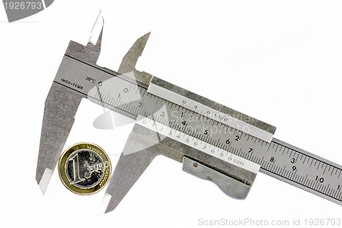 Image of One euro in a calibrator