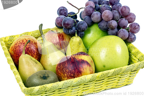 Image of Apples, pears and grapes appetizing autumn fruit 