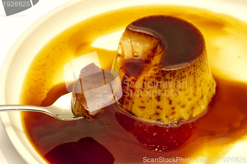 Image of egg custard with caramel sauce