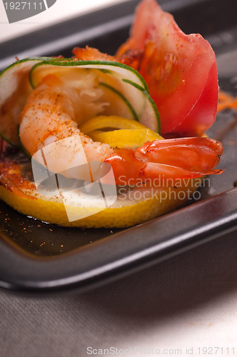 Image of colorful  prawn shrimps appetizer snack