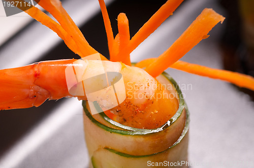 Image of colorful  prawn shrimps appetizer snack