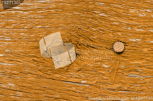 Image of Background of retro wooden board wall nail head 