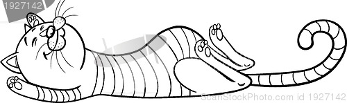 Image of sleeping cat cartoon for coloring