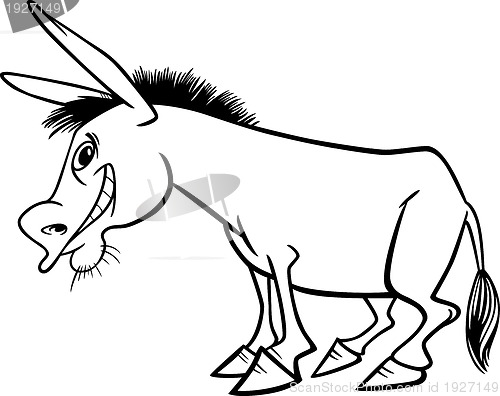 Image of Cartoon donkey for coloring book