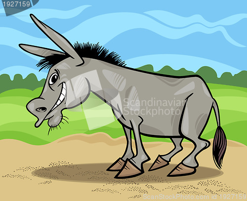 Image of funny gray donkey cartoon illustration