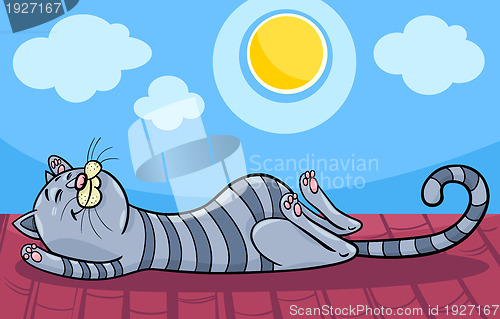 Image of sleeping cat cartoon illustration