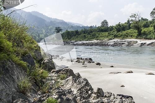 Image of river in sun koshi, nepal