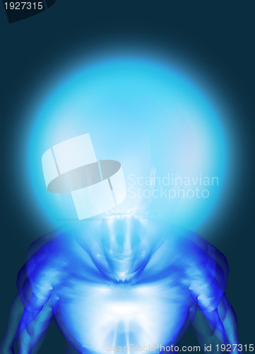 Image of Blue alien with glowing head