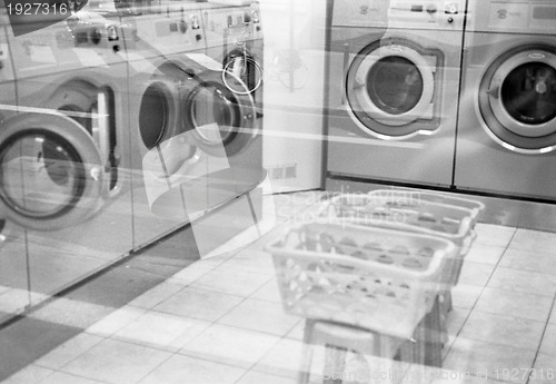 Image of Washing machines in a laundrette