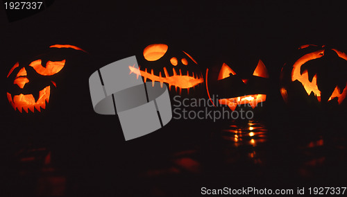 Image of Glowing Halloween pumpkins