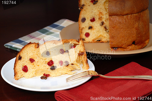 Image of Slice of Italian Panettone Christmas bread