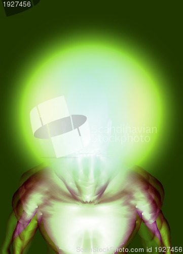 Image of Green alien with glowing head