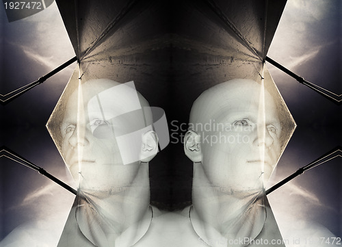 Image of Abstract portrait of binary men