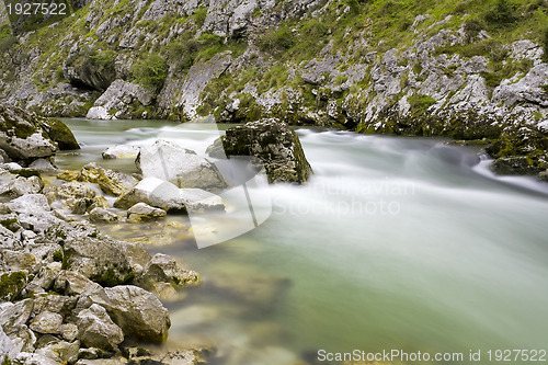 Image of Waterfall and Rocks silk effect